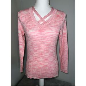 Women’s Pink Knit Sweater Lightweight Long Sleeve Top PS